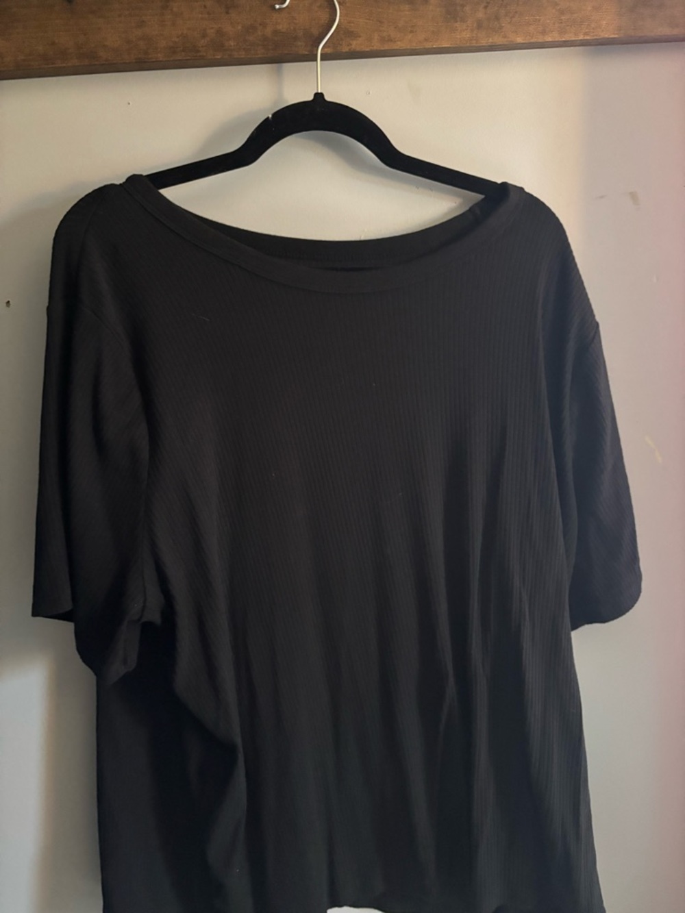 a new day Black Ribbed Short Sleeve Top